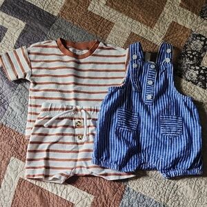 Carter's Striped Kids Matching Set - Blue and Brown